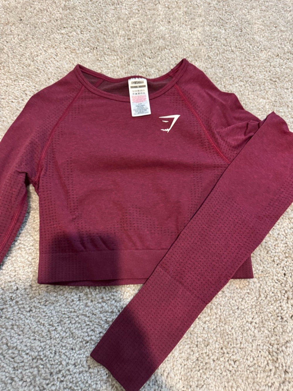 Gymshark Maroon Seamless Long Sleeve Crop Top